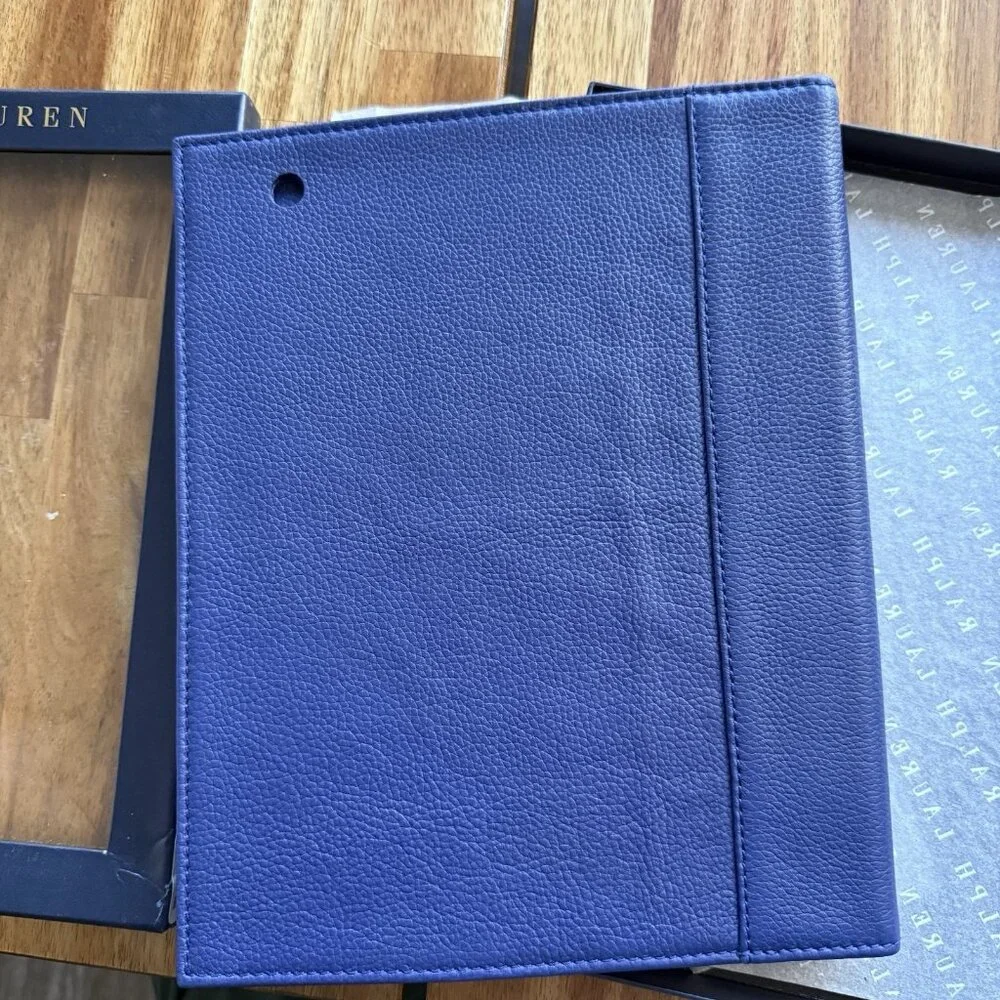 Polo Ralph Lauren Leather Blue‎ Case For Ipad Or Tablet Media Case Embossed NWT